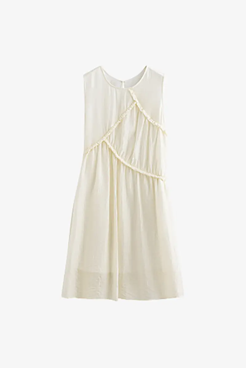 Ivory Lyocell Sleeveless Ruffle-Detail Midi Dress - HBQMJX