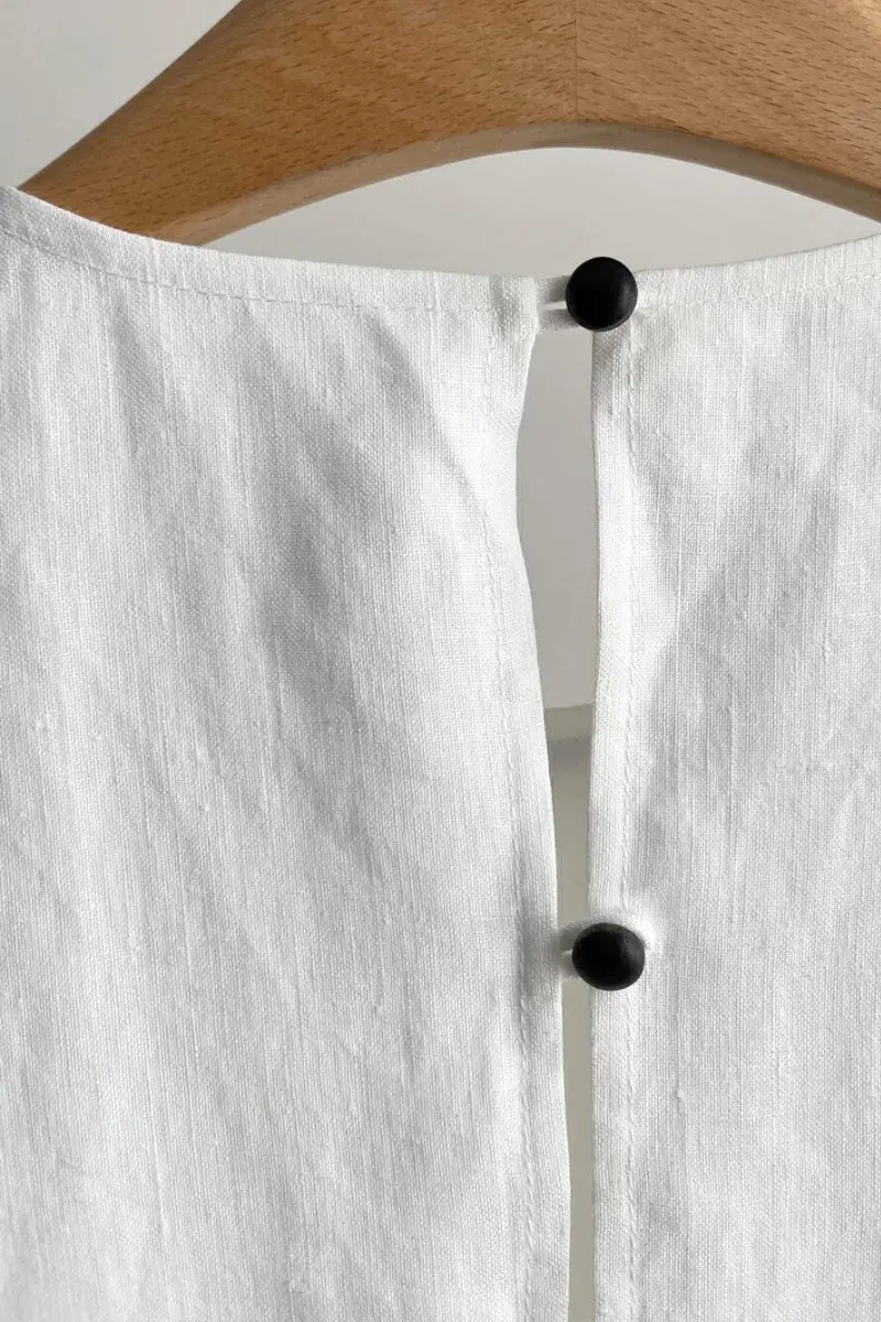 100 Linen Sleeveless Midi Dress With Back Slit - HBQMJX