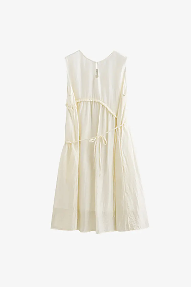 Ivory Lyocell Sleeveless Ruffle-Detail Midi Dress - HBQMJX