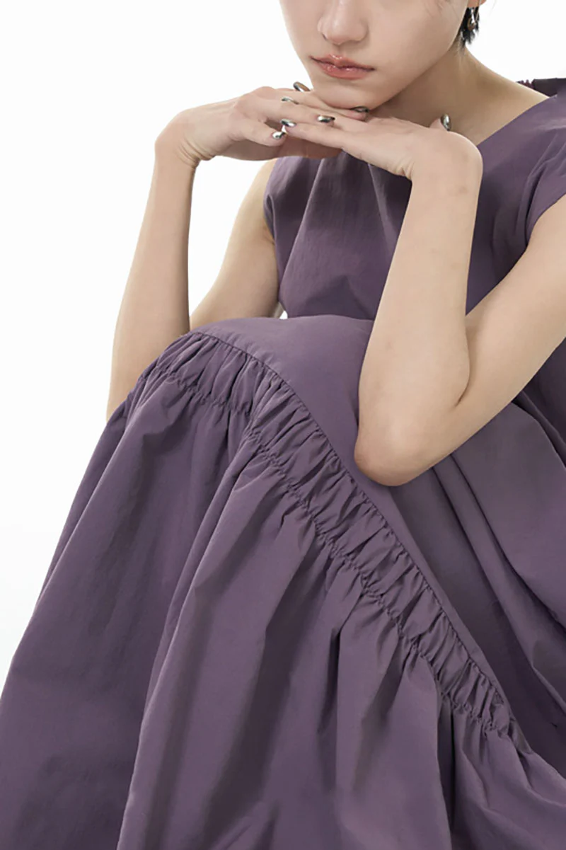 Relaxed Sleeveless A-Line Tiered Maxi Dress - HBQMJX