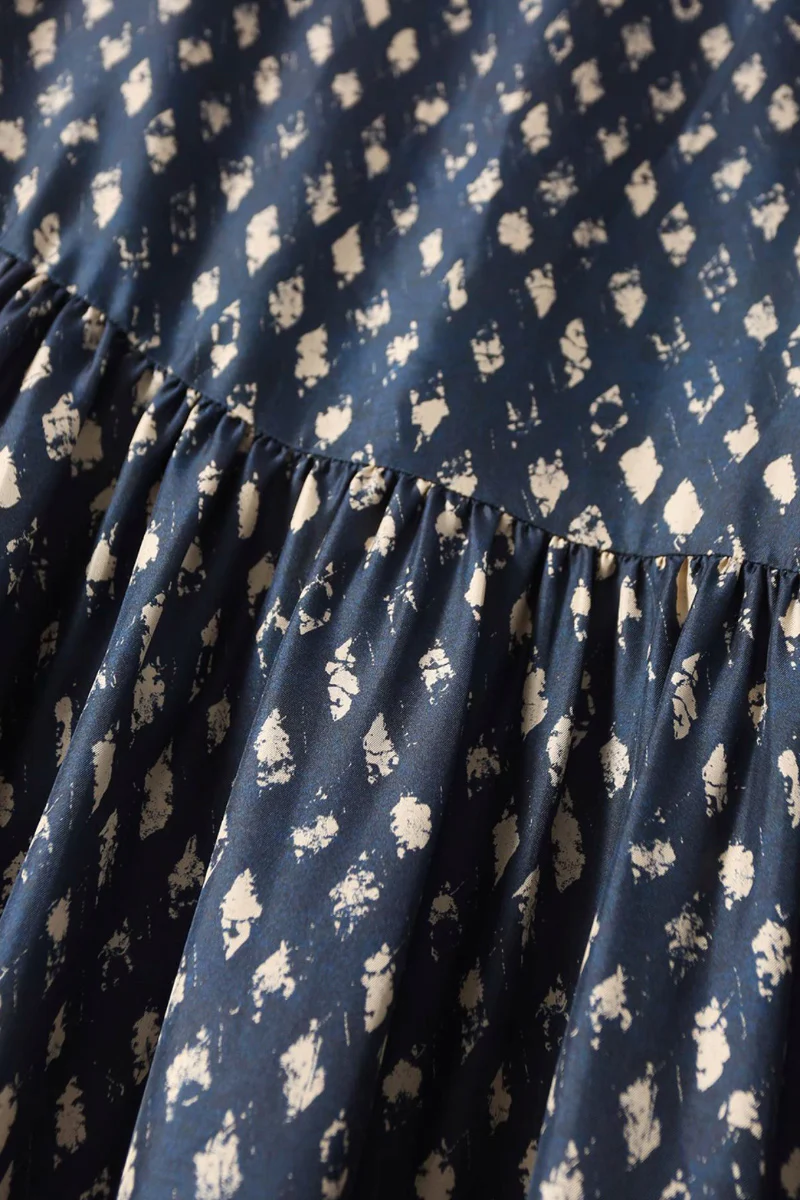 100% Silk Twill Printed Trapeze Midi Dress - HBQMJX