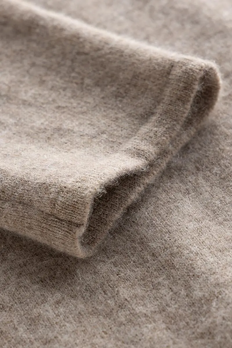 100 Cashmere Midi Sweater Dress with Mandarin-inspired Collar - HBQMJX