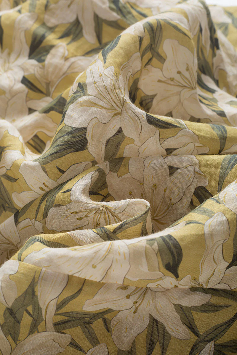 Pure Ramie Floral Sleeveless Scoop-Neck Midi Dress - HBQMJX