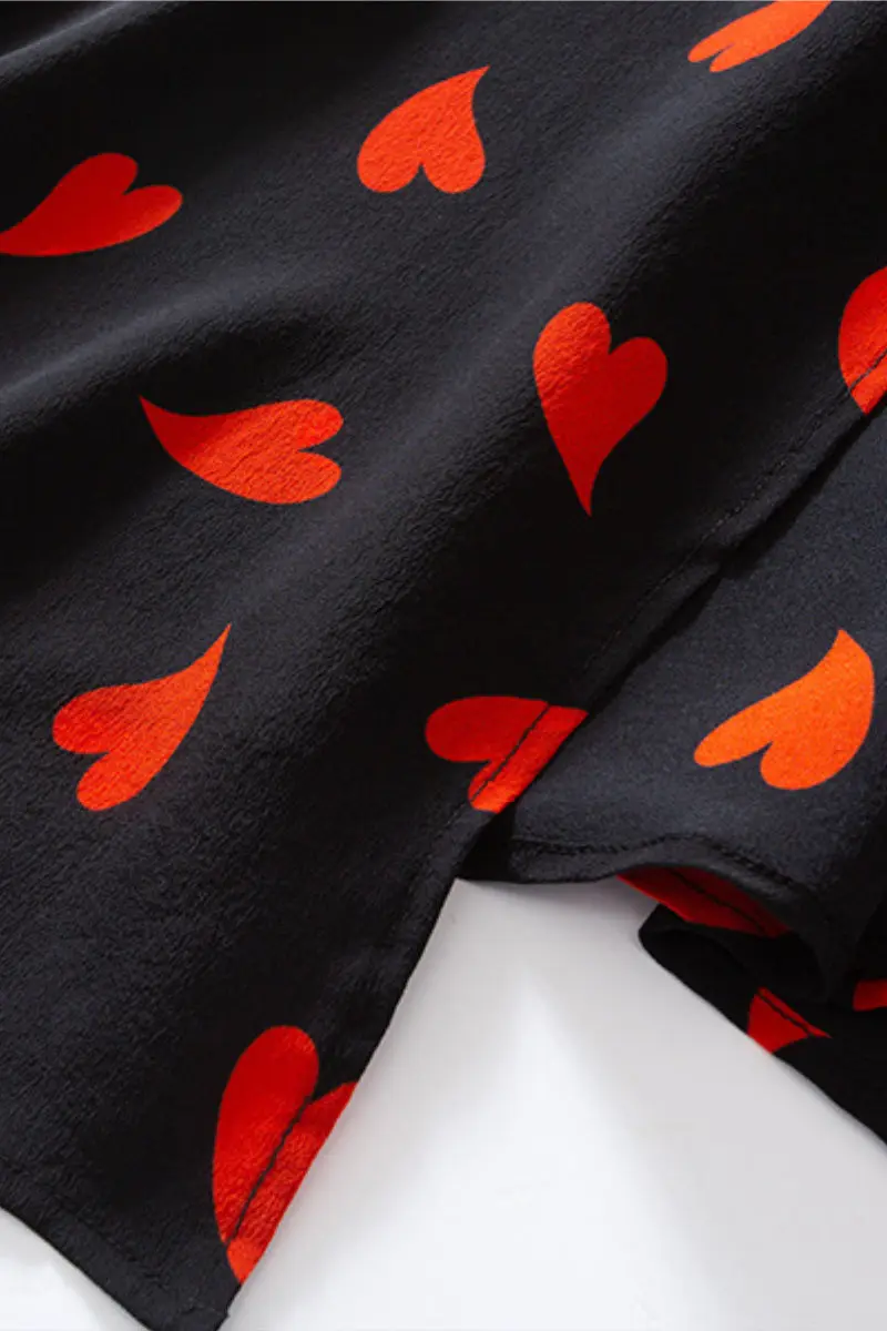 French-Inspired Silk Double Crepe Heart Wrap Midi Dress - HBQMJX