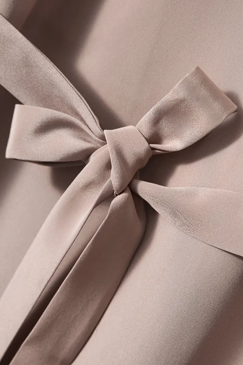 Pink 30MM Silk Crepe Belted Midi Dress - HBQMJX