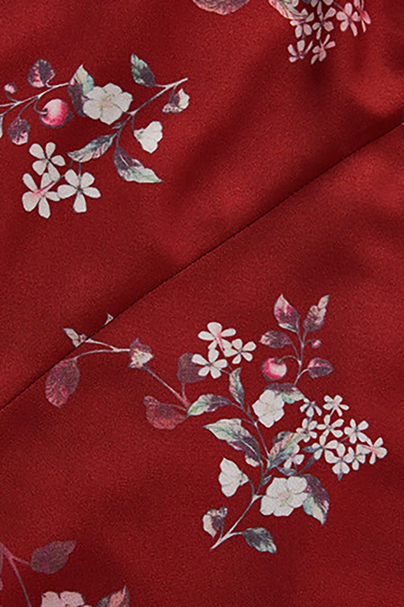 Red Jacquard Halter Midi Dress with Shoulder Bow - HBQMJX