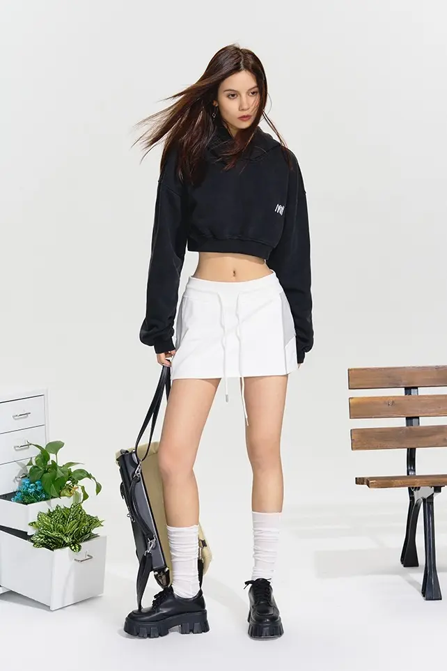 Cotton Tennis Skirt with Drawstring - HBQMJX