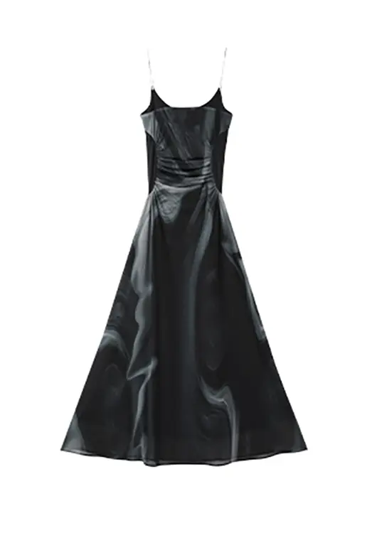 Tie Dye Spaghetti Strap Mesh Dress - HBQMJX