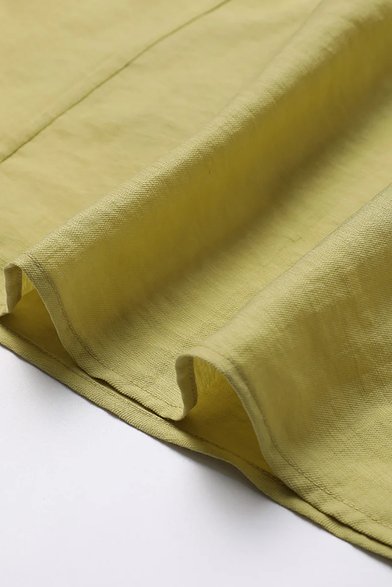 Lime Green V-Neck A-Line Midi Dress - HBQMJX