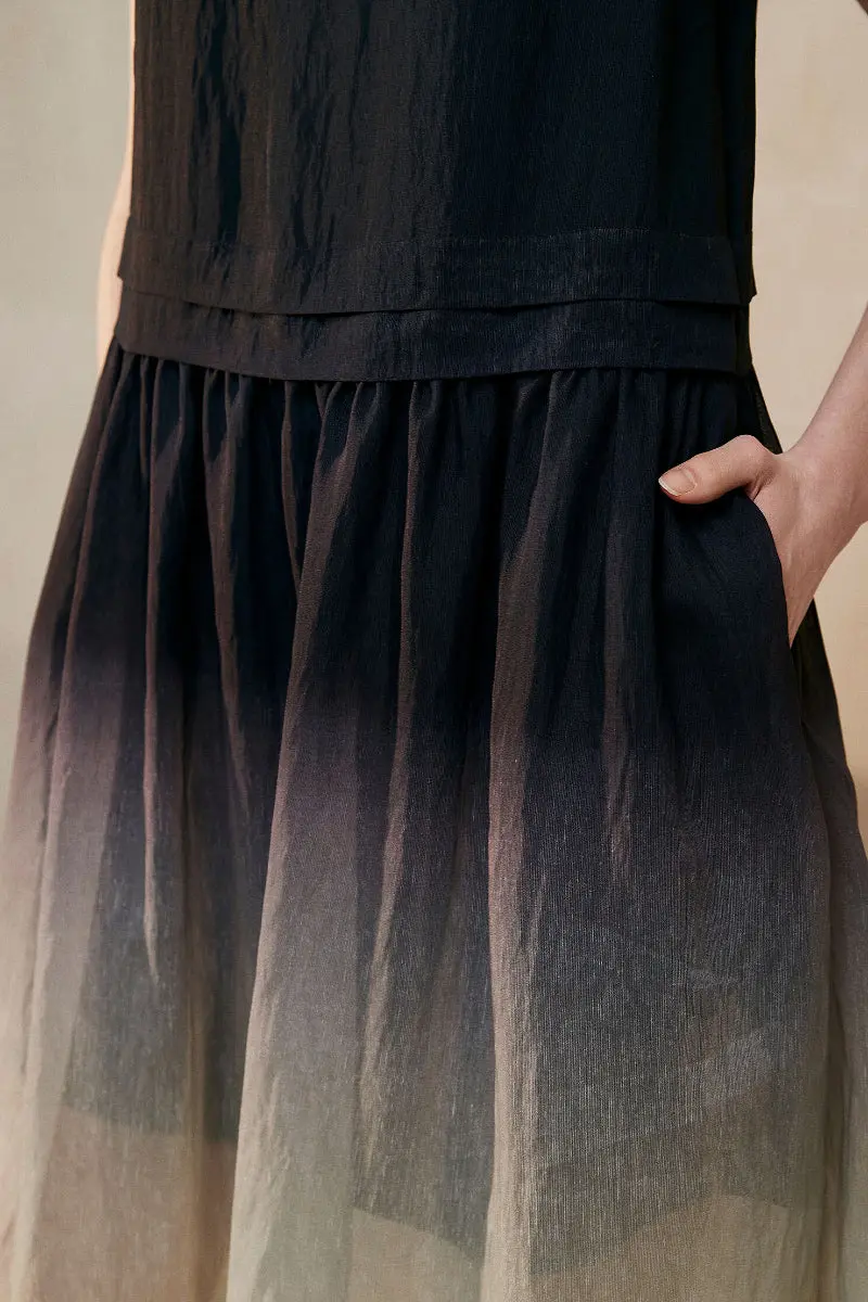 Ombre Sleeveless Linen Midi Dress - HBQMJX