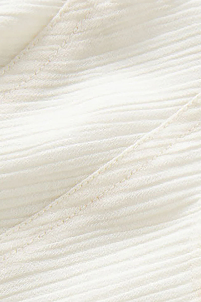 White Short-Sleeve A-Line Midi Dress - HBQMJX