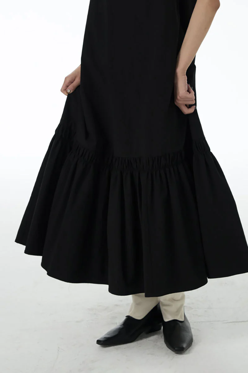 Relaxed Sleeveless A-Line Tiered Maxi Dress - HBQMJX