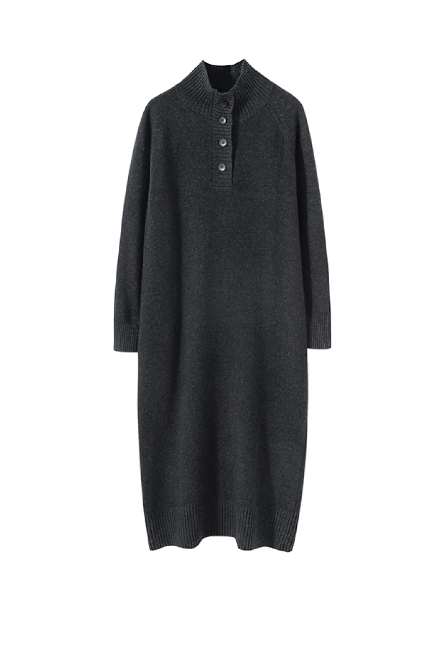 Chunky Wool Long Sleeve Turtleneck Maxi Sweater Dress - HBQMJX