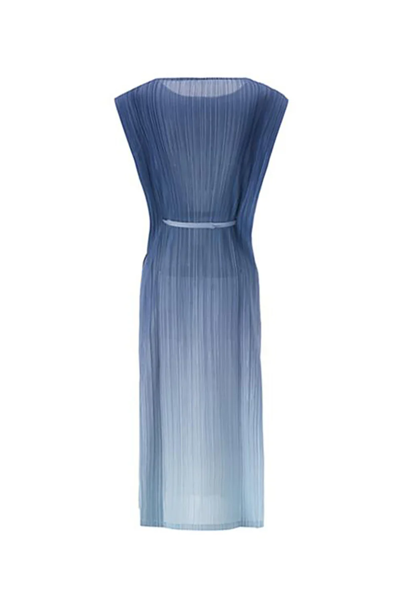 Ombre Pleated Sleeveless Midi Dress - HBQMJX