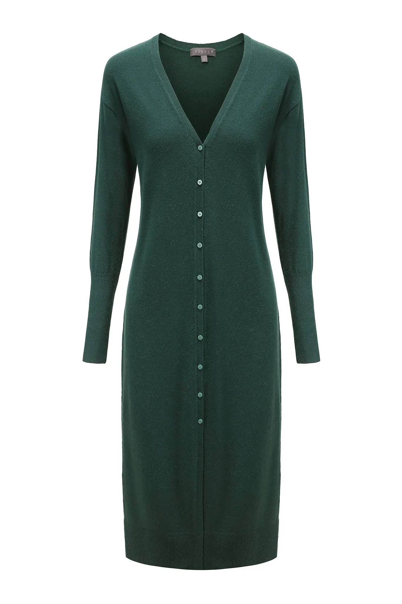 V-Neck Cardigan Sweater Dress in Merino Wool - HBQMJX