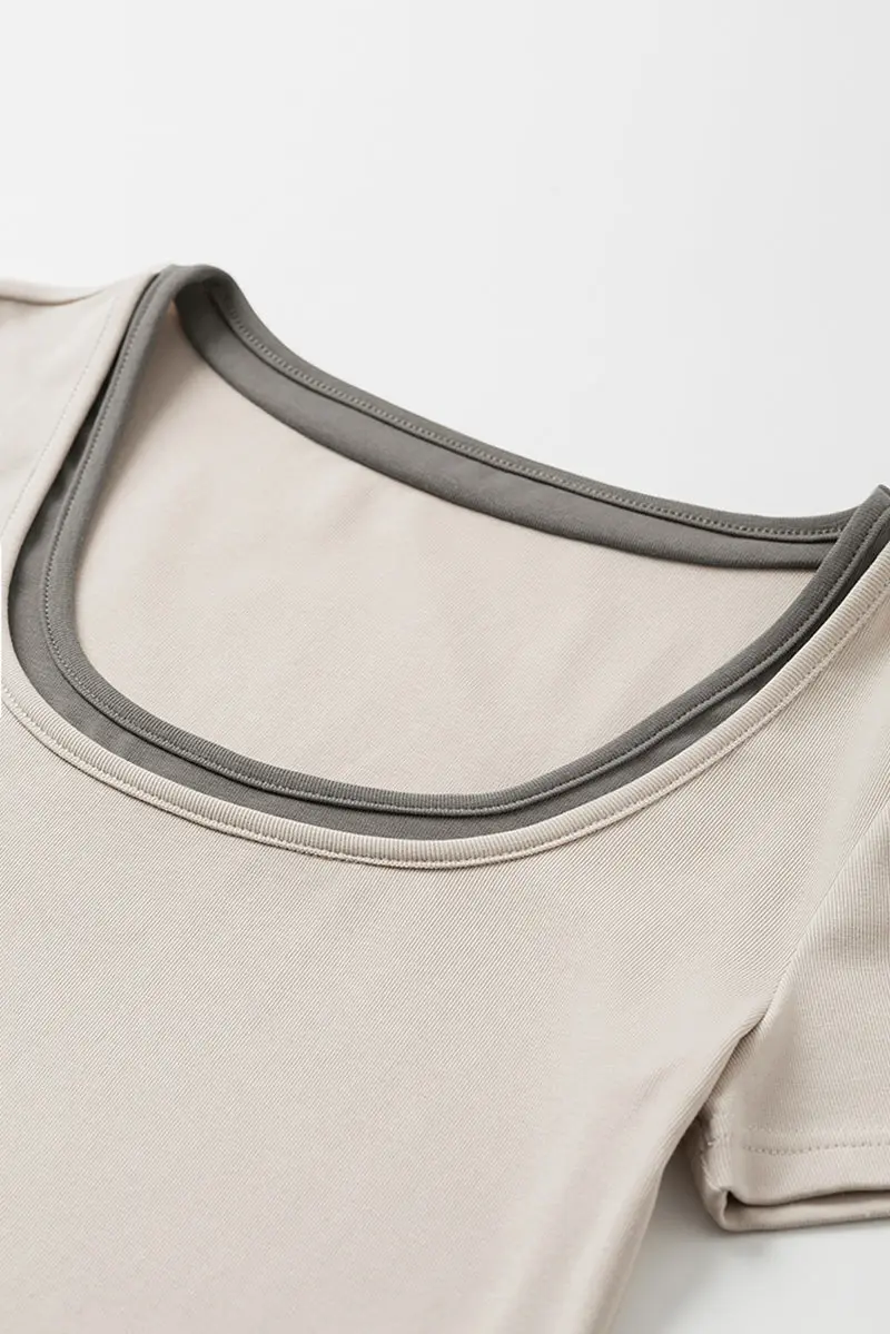 Cotton Short-Sleeve Mixed-Media Fit & Flare Midi Dress - HBQMJX