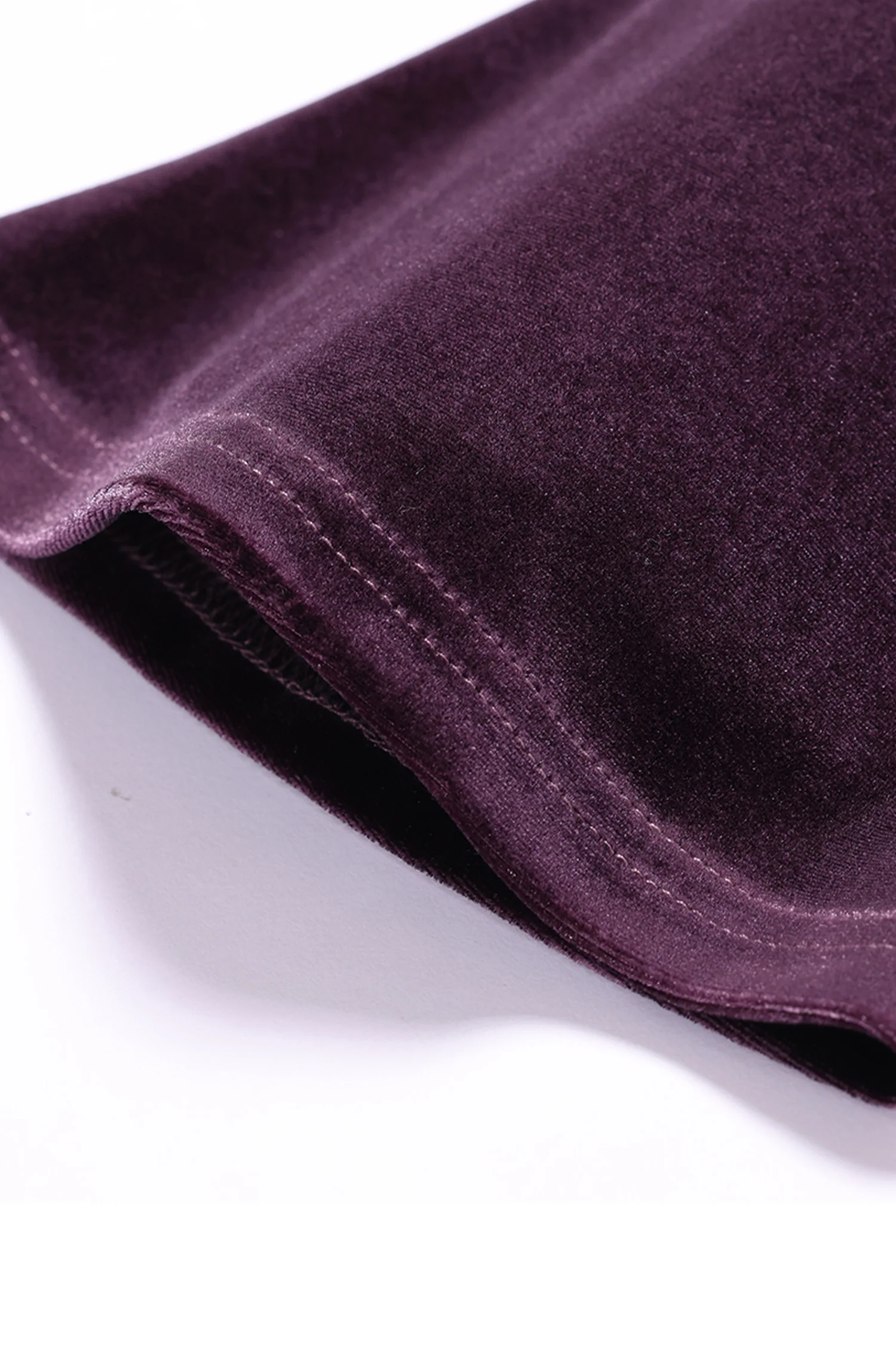 Purple Velvet Long Sleeve Lace V-Neck Maxi Dress - HBQMJX