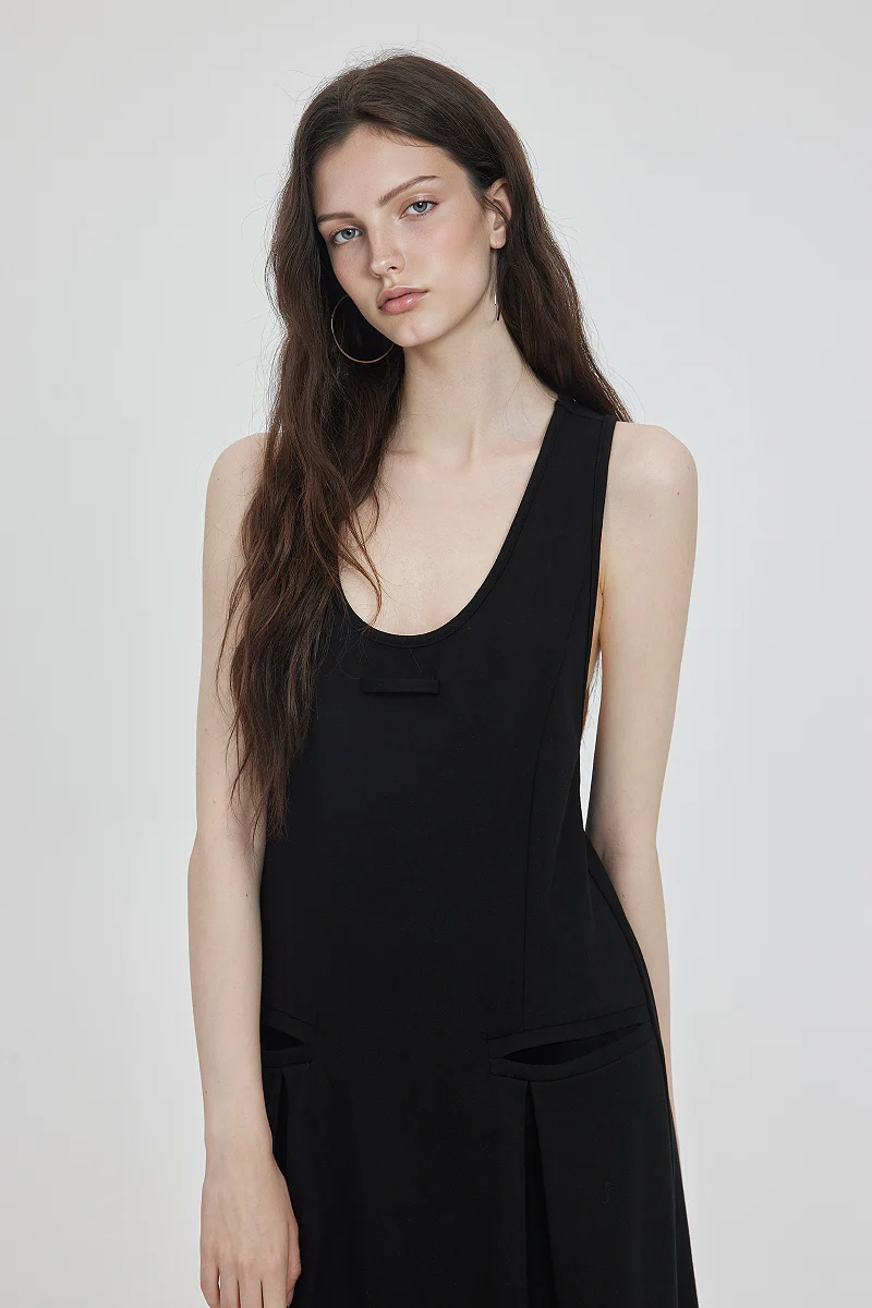 Casual Sleeveless Maxi Tank Dress with Back Twist - HBQMJX