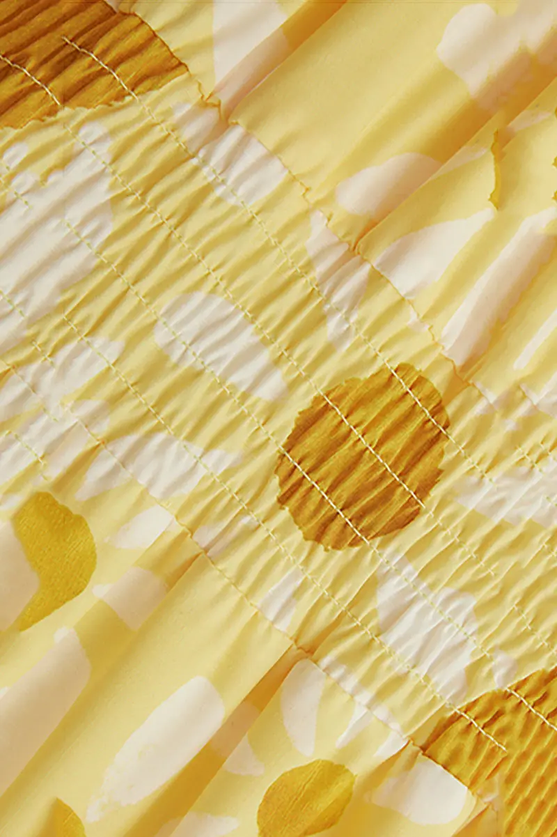 Yellow Floral Tiered Smocked Maxi Dress - HBQMJX