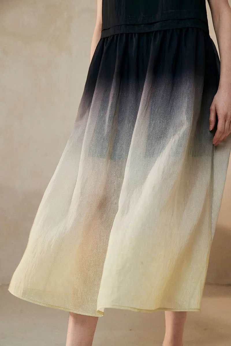 Ombre Sleeveless Linen Midi Dress - HBQMJX