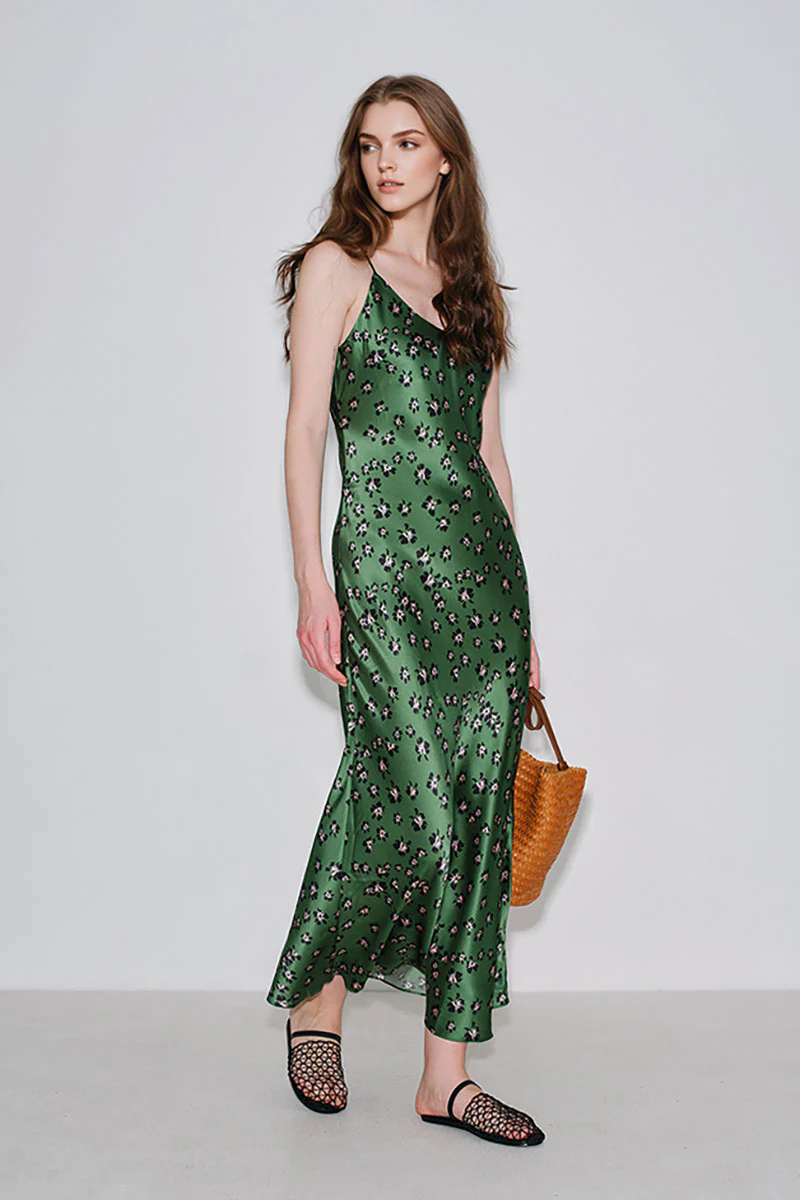 19 Momme Silk Slip Dress in Floral Print - HBQMJX