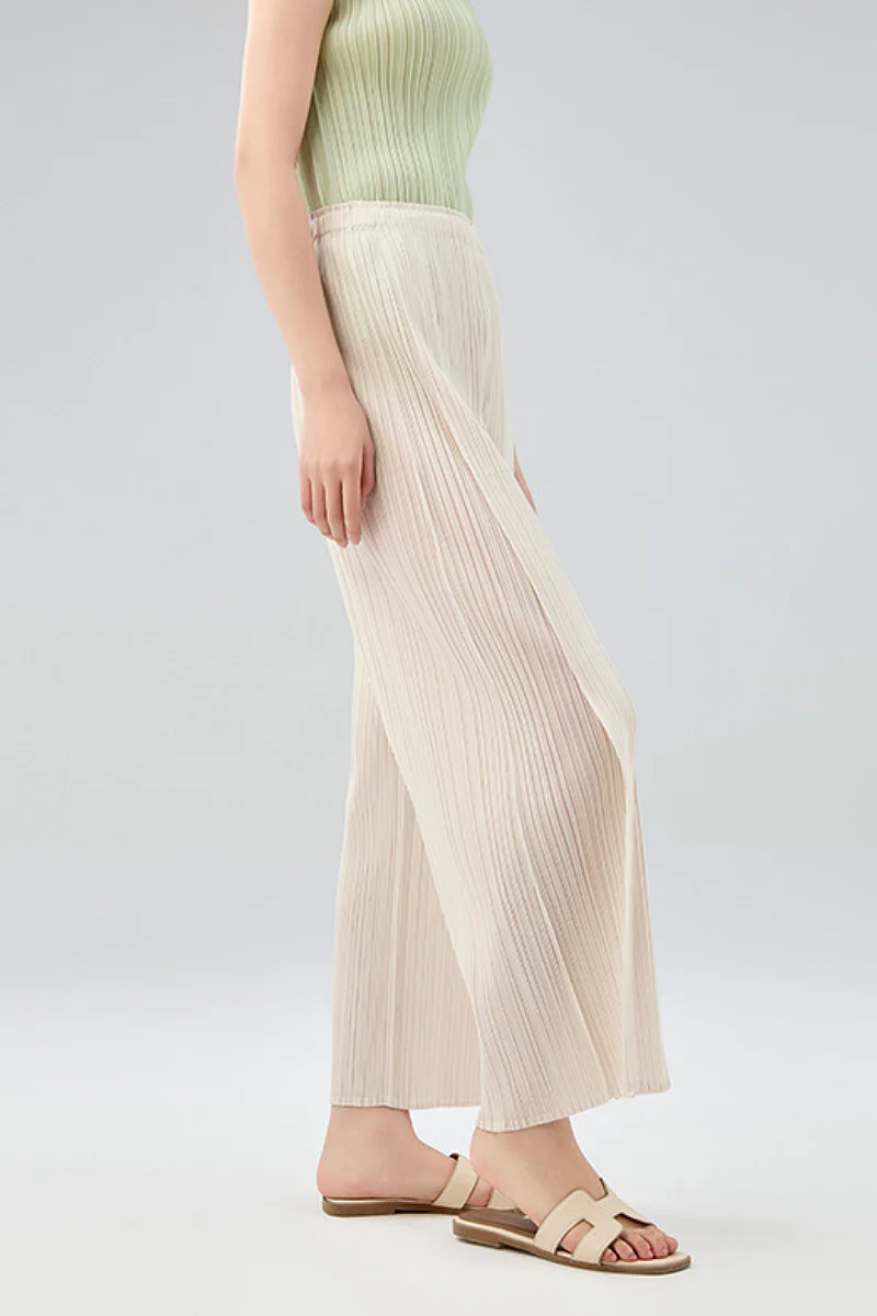 Designer Inspired Pleated Wide-Leg Cropped Pants - HBQMJX