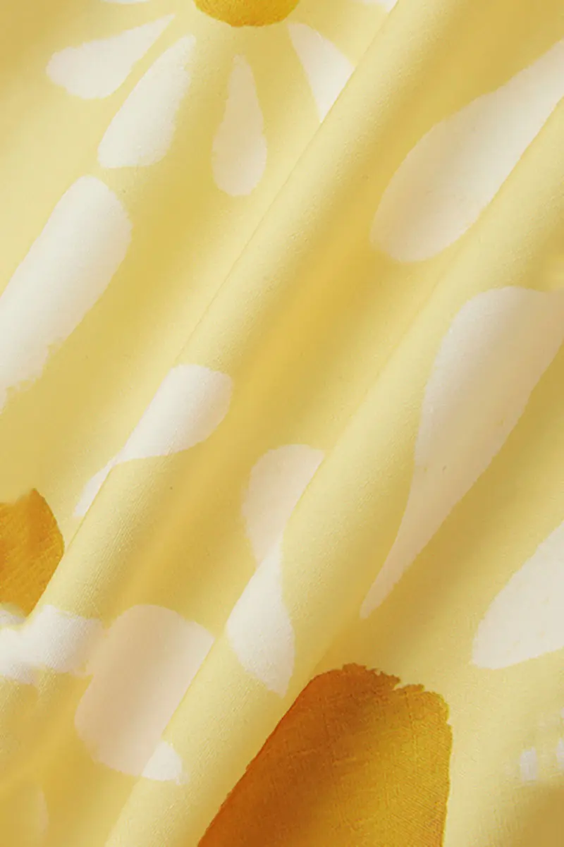 Yellow Floral Tiered Smocked Maxi Dress - HBQMJX