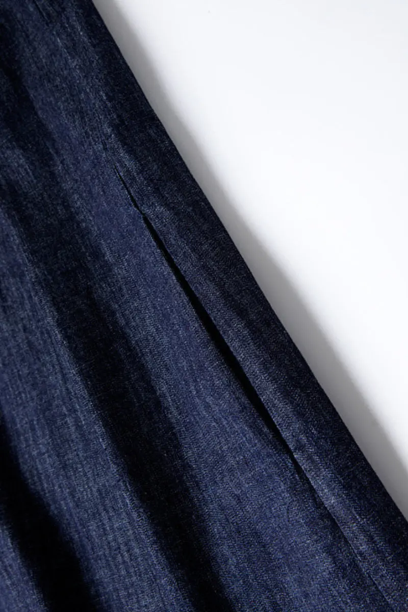 Denim Trapeze Tie-Strap Midi Dress - HBQMJX