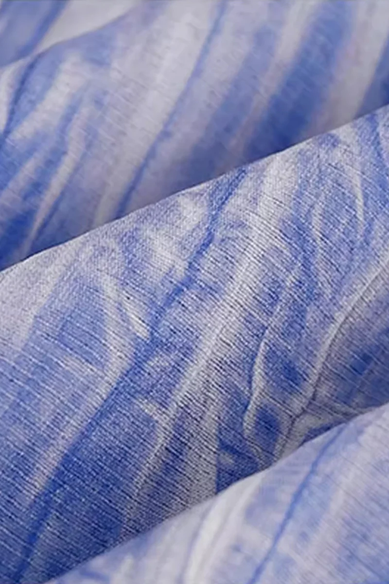 Blue Tie-Dye Spaghetti-Strap Midi Dress - HBQMJX