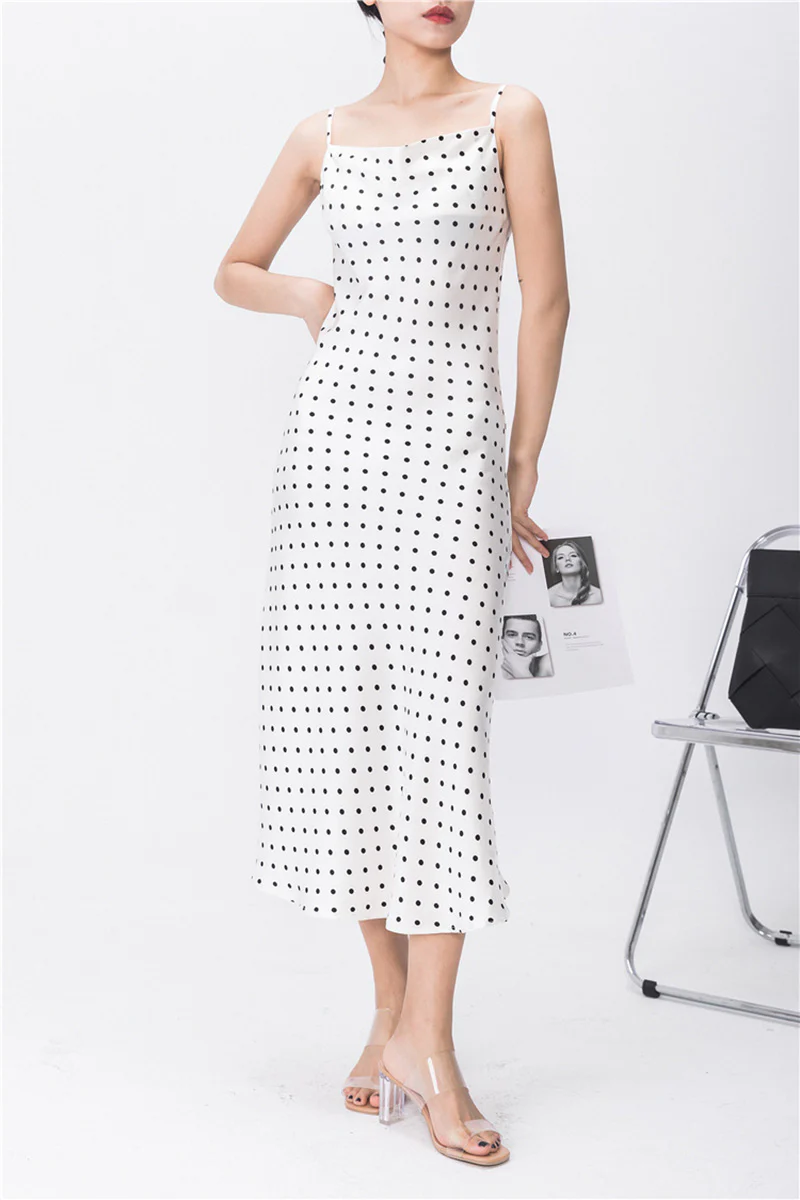 Polka-Dot Cowl-Neck Midi Slip Dress in Triacetate-Blend - HBQMJX