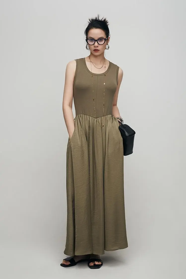 Silky Patchwork Tank Dress - JIEEQQ