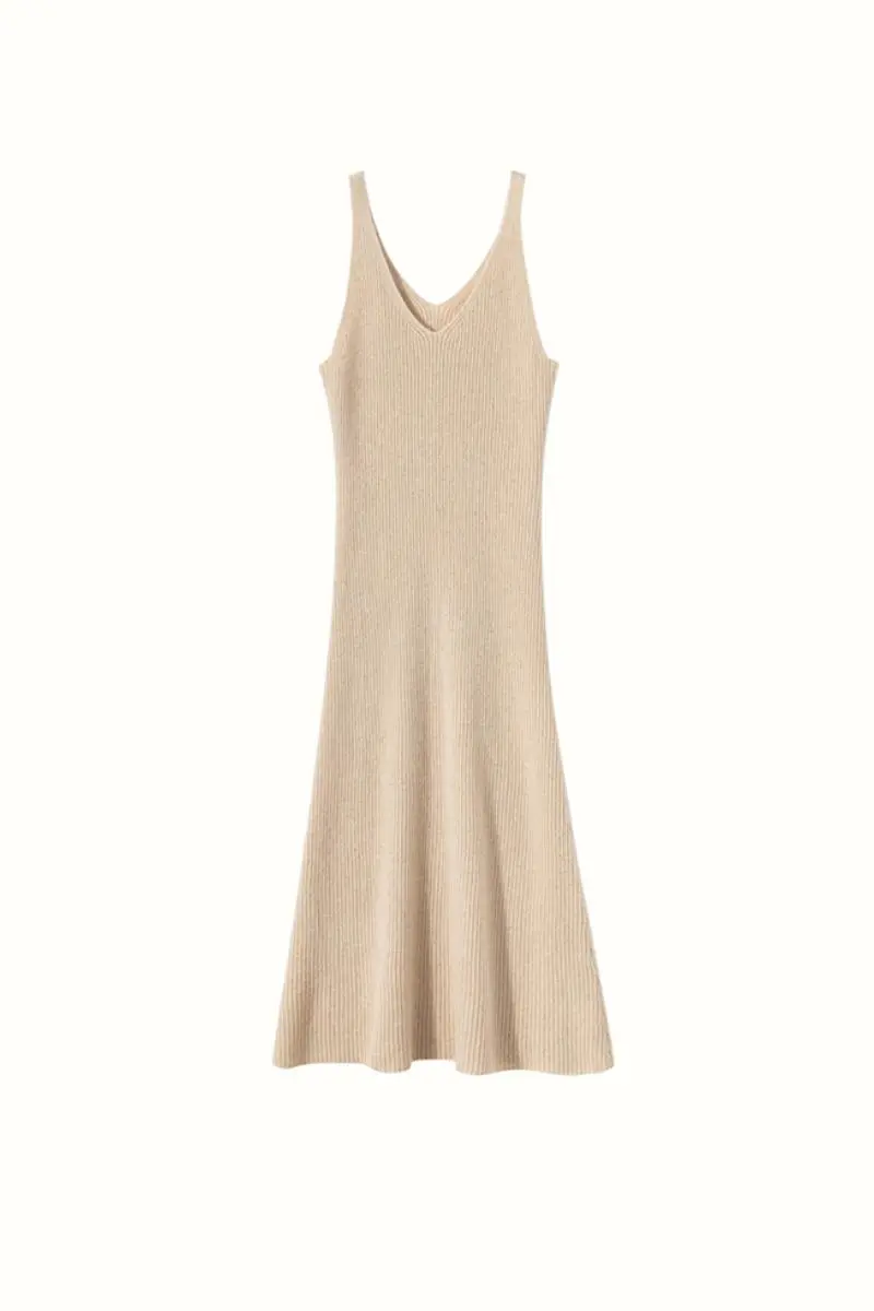 100 Cashmere Sleeveless Rib-Knit Midi Sweater Dress - HBQMJX