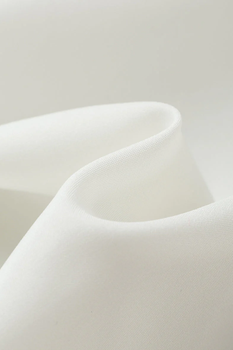 White Textured Vacation Midi Dress with Beaded Neckline - HBQMJX