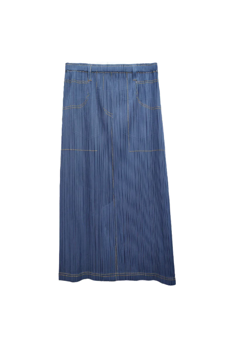 Designer Inspired Pleated Pull-On Midi Skirt - HBQMJX