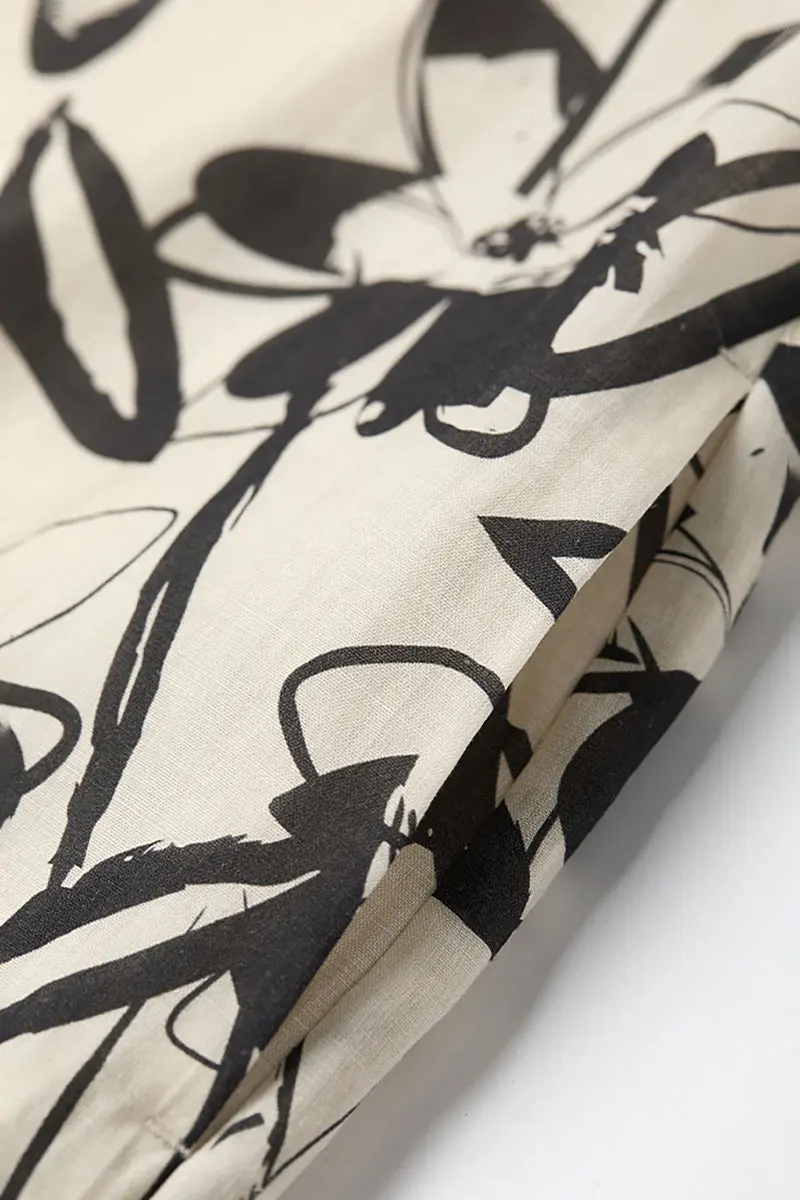 Vintage Floral Sleeveless Midi Shift Dress in Ramie - JIEEQQ