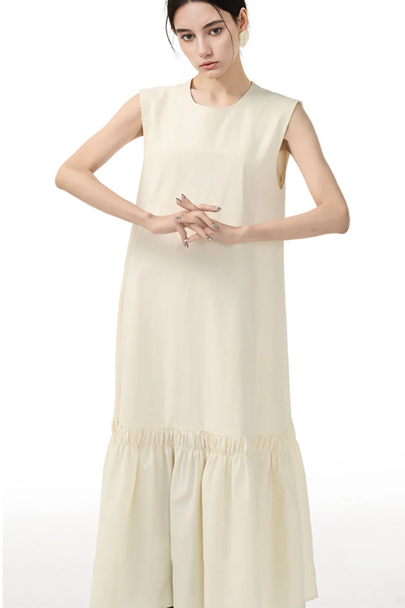 Relaxed Sleeveless A-Line Tiered Maxi Dress - HBQMJX