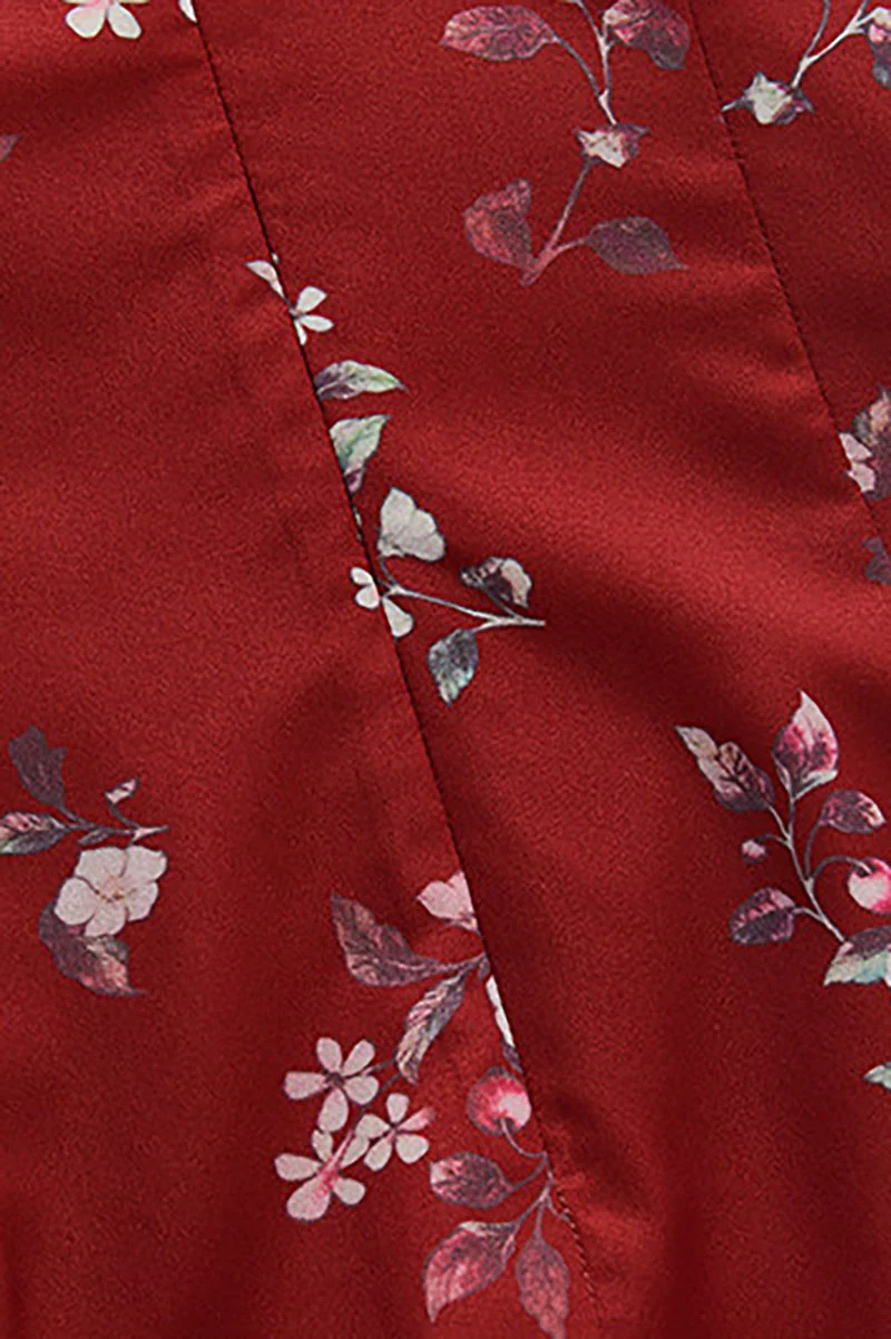 Red Jacquard Halter Midi Dress with Shoulder Bow - HBQMJX