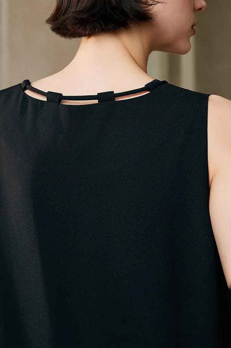 Black Row-Style Sleeveless Midi Dress - HBQMJX