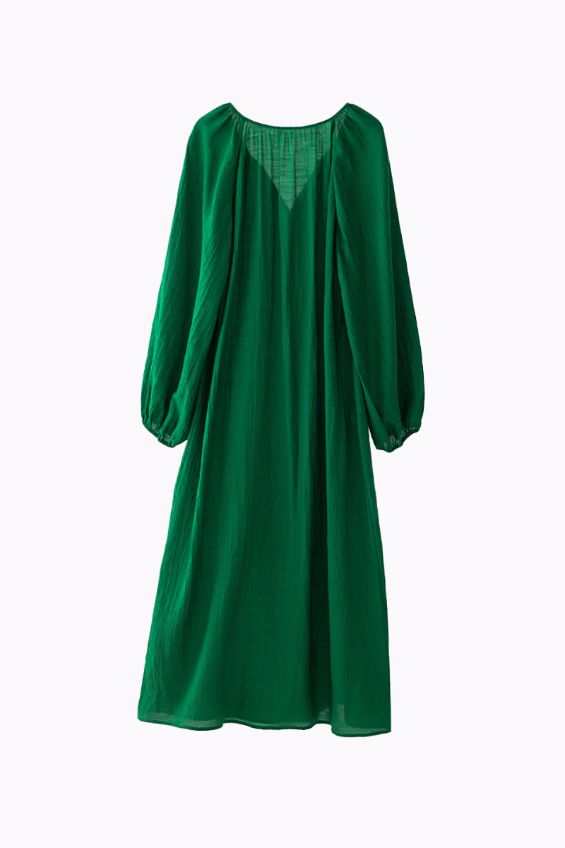 Green Lantern-Sleeve V-Neck Maxi Dress - HBQMJX