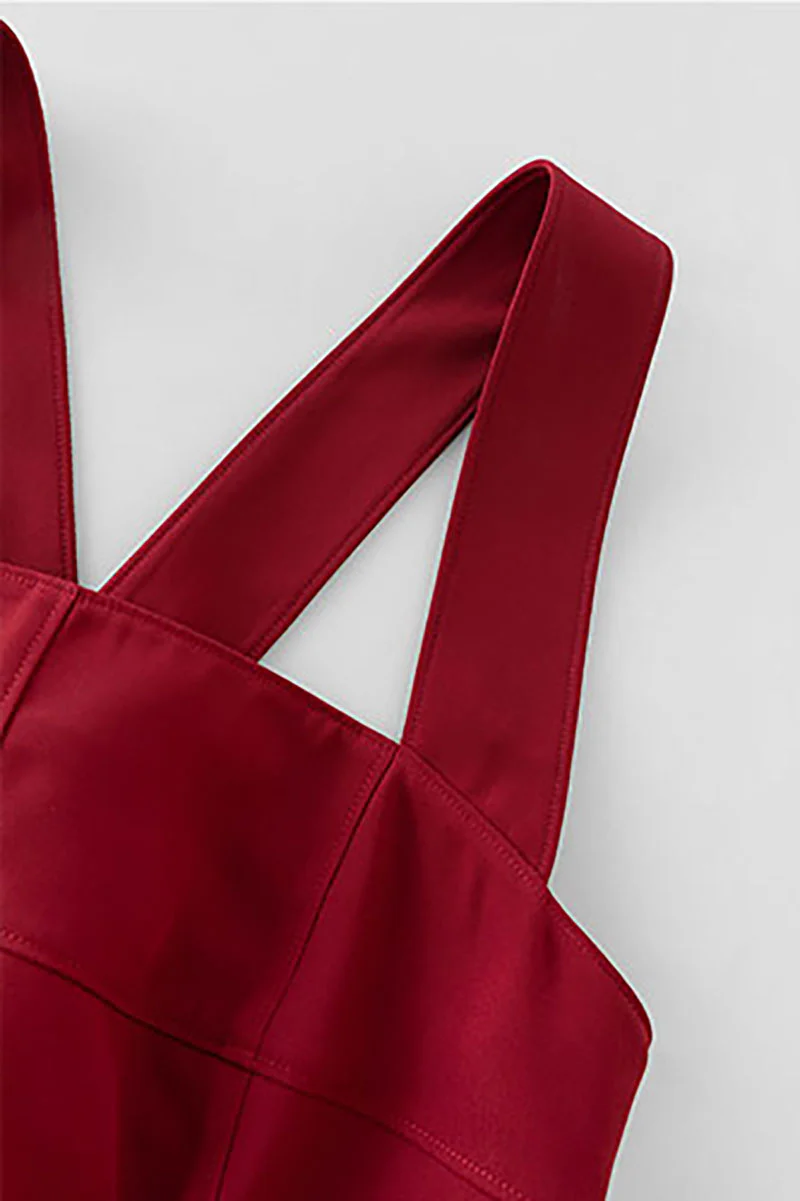 Red Cross-Back A-Line Midi Dress - HBQMJX