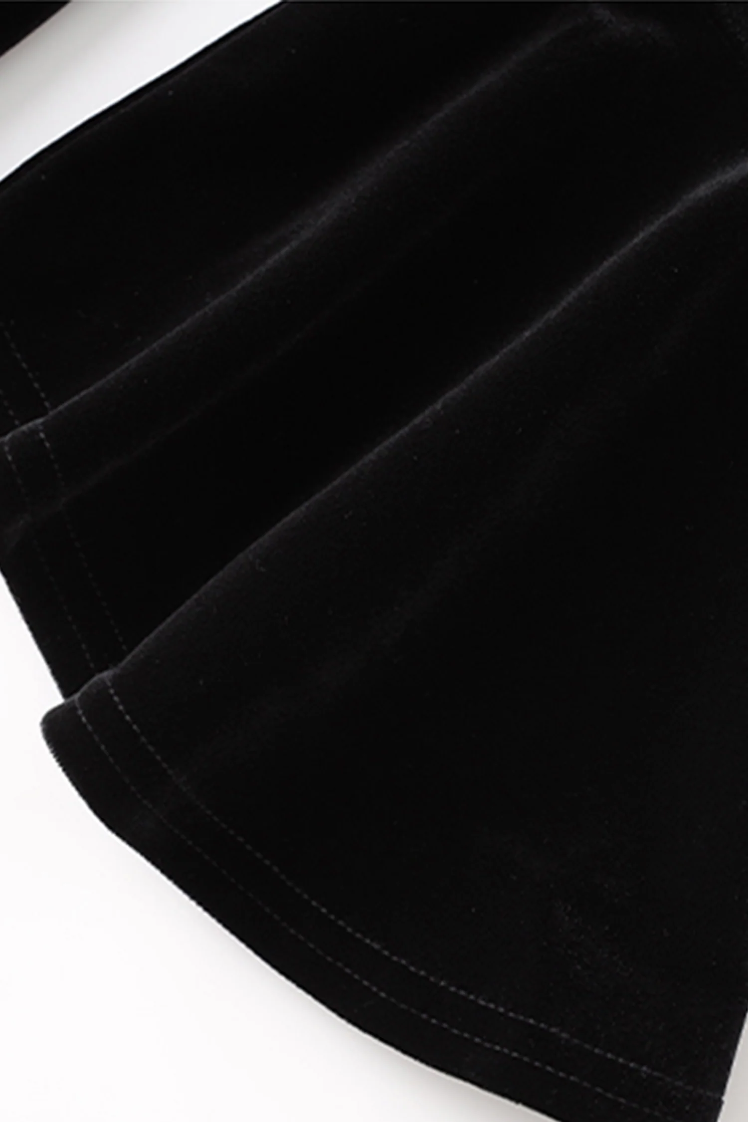 Black Velvet Long Sleeve Crewneck Maxi Dress - HBQMJX