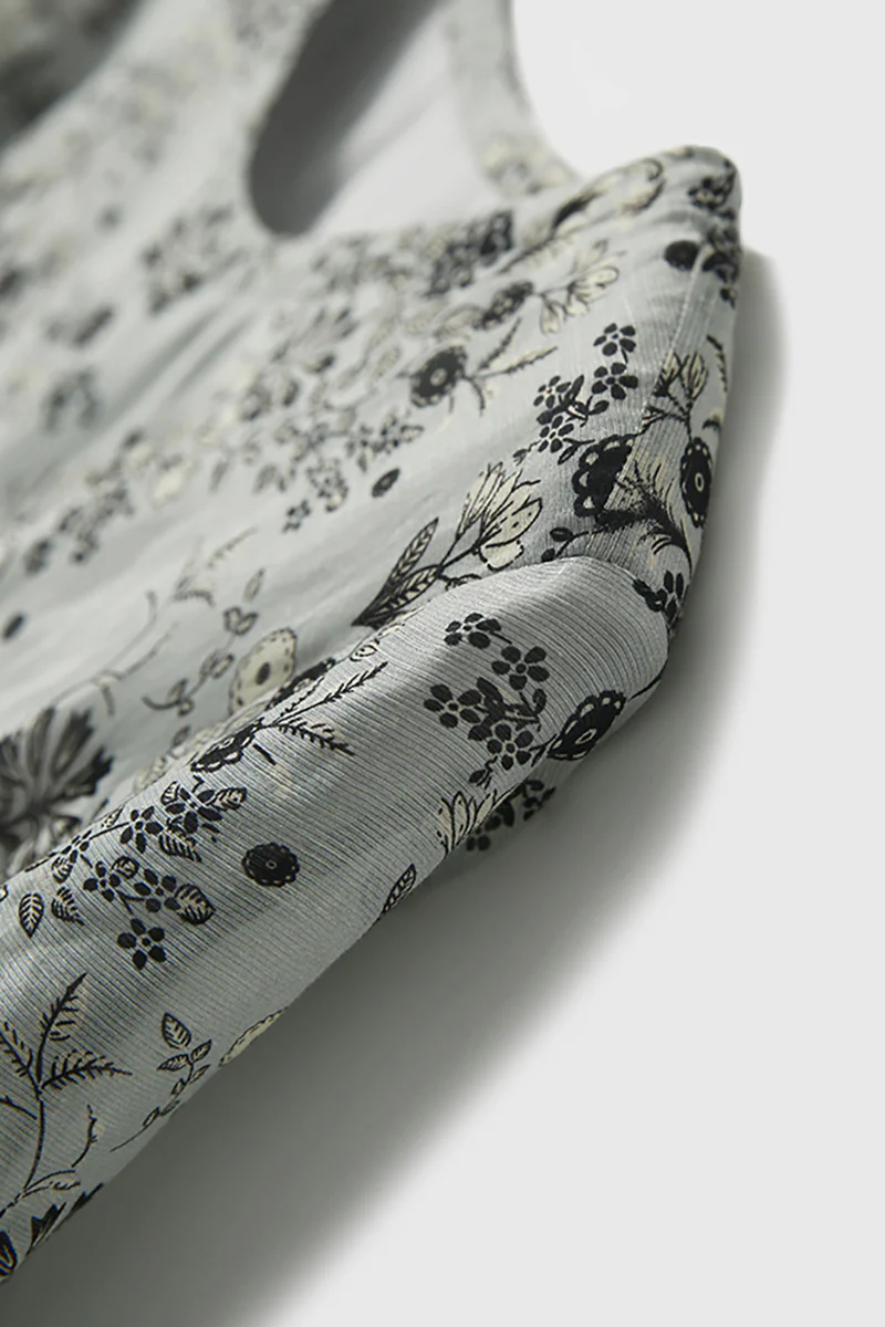 Floral Elbow-Sleeve Midi Dress in Linen-Silk Blend - HBQMJX