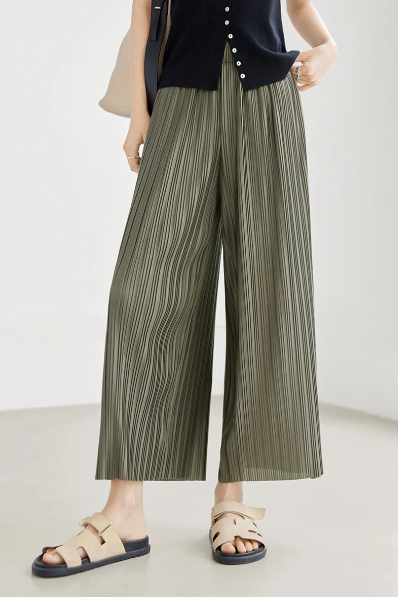 Flowy Pleated Pull-On Wide-Leg Pants - HBQMJX