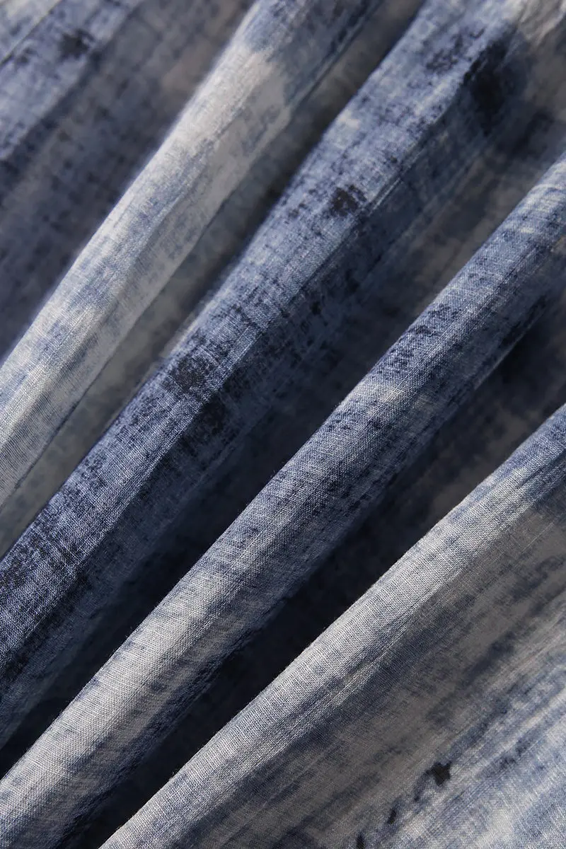 100-Count Fine Ramie Blue Tie Dye Spaghetti-Strap Maxi Dress - HBQMJX