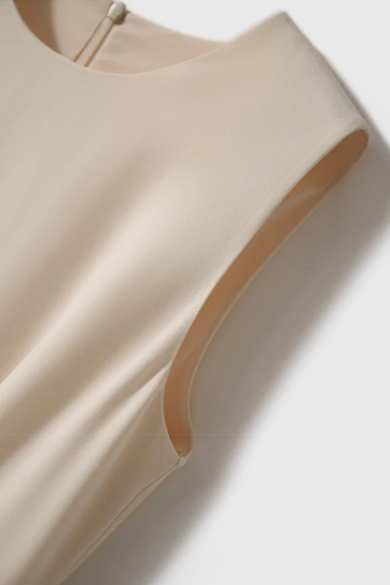 Elegant Acetate Sleeveless Fit & Flare Midi Dress - HBQMJX