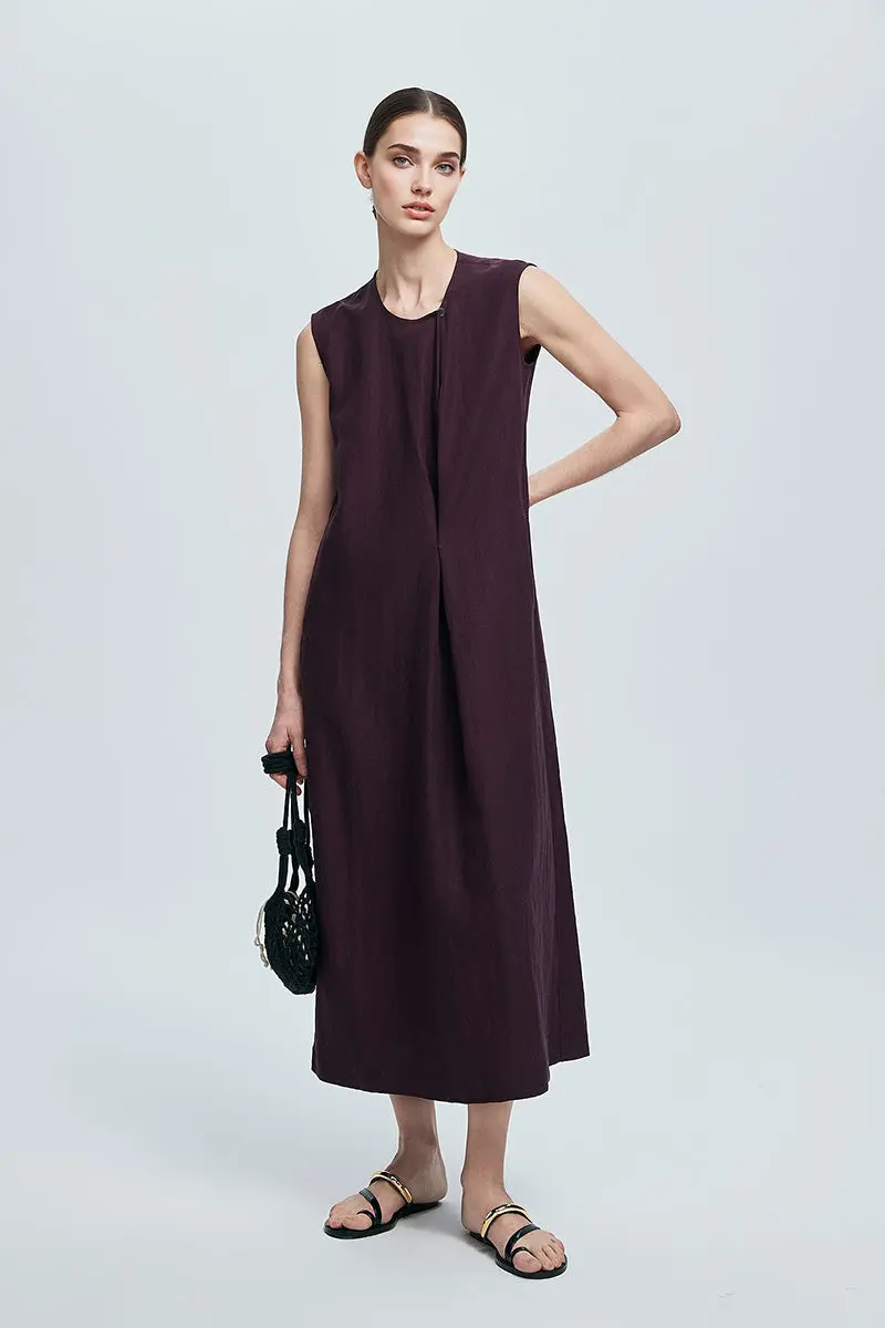 Deconstructed Relaxed-Fit Sleeveless Midi Shift Dress - JIEEQQ