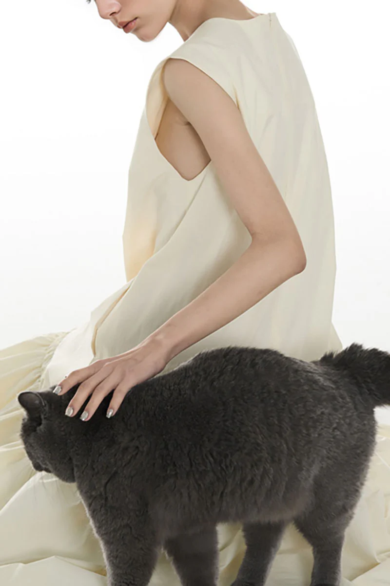 Relaxed Sleeveless A-Line Tiered Maxi Dress - HBQMJX