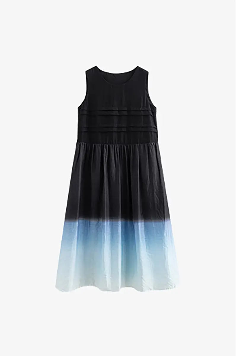 Ombre Sleeveless Trapeze Midi Dresss - HBQMJX