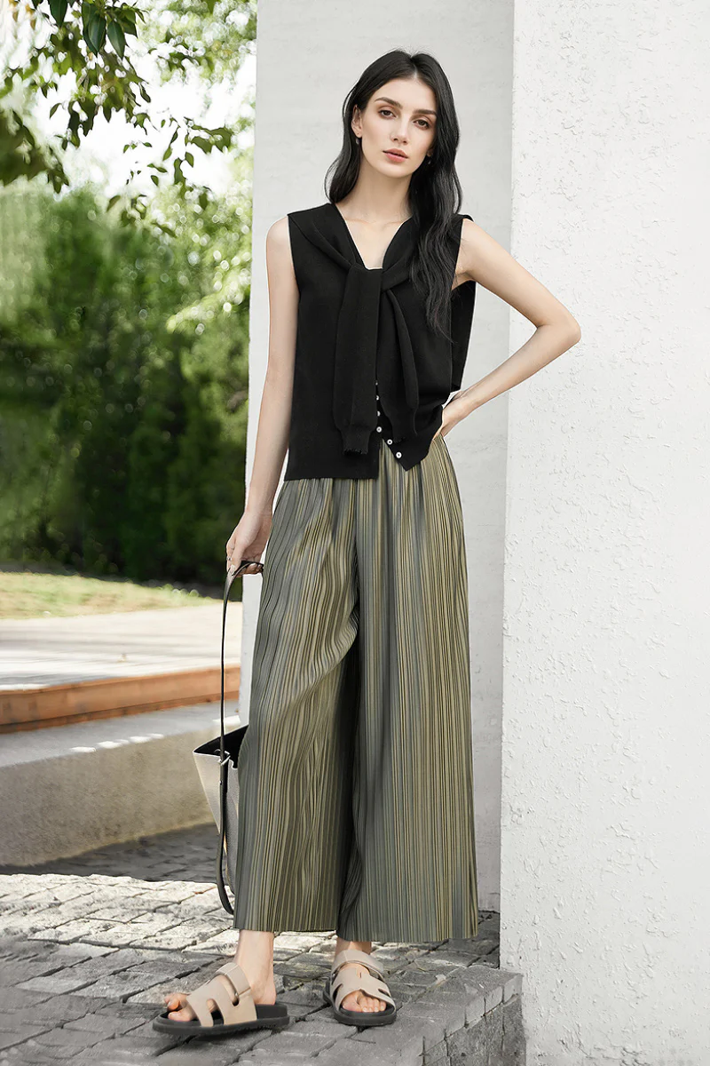 Flowy Pleated Pull-On Wide-Leg Pants - HBQMJX