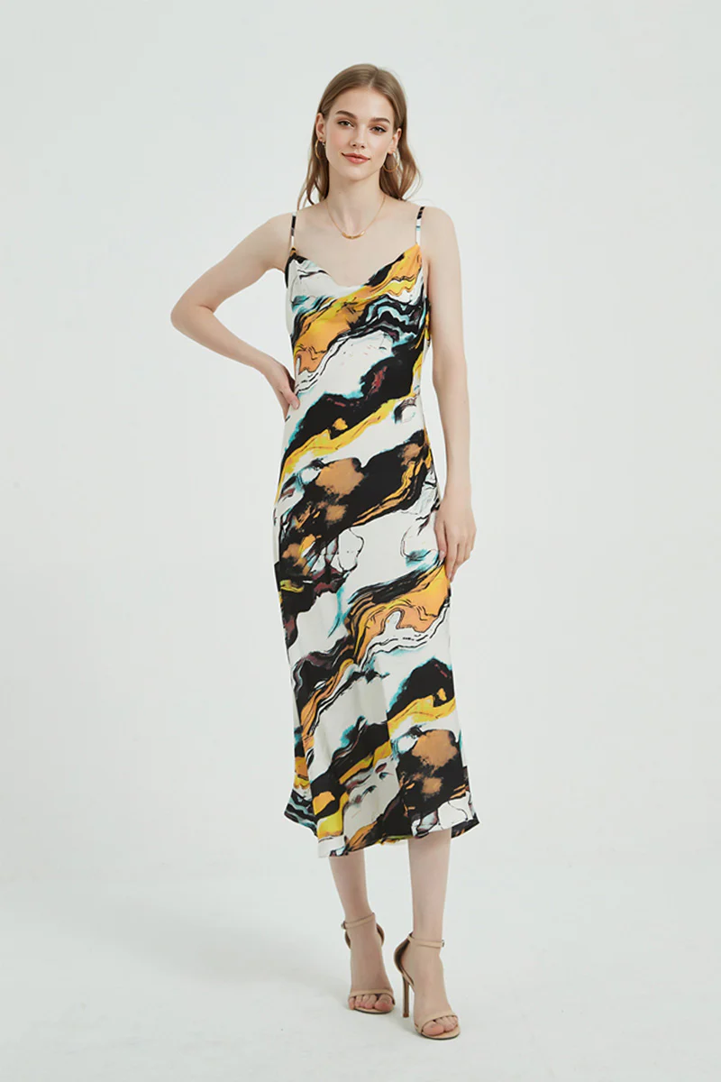 Floral Cowl-Neck Midi Slip Dress in Triacetate-Blend - HBQMJX
